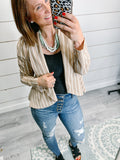 Ruffled Up Beige Striped Blazer - The Simple Soul Boutique