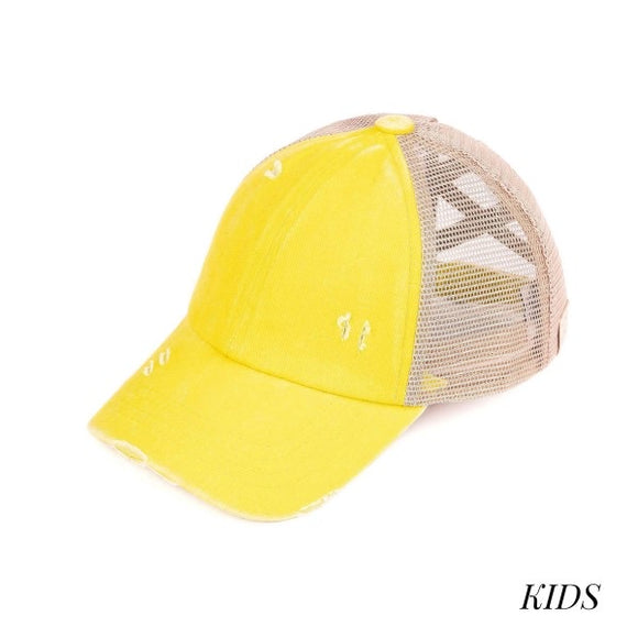 Yellow Kids CC ponytail hat - The Simple Soul Boutique