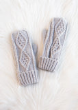 Light Grey Braided Lined Mittens