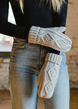 Light Grey Braided Lined Mittens