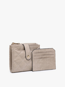 Melody Quilted Zip Top Wallet in Khaki